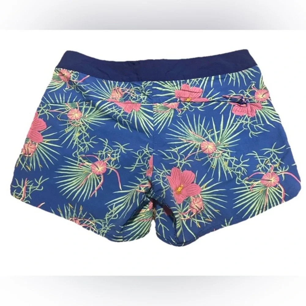 Patagonia Board Shorts Womens Size 4 Blue Wavefarer Floral Drawstring - Picture 2 of 3